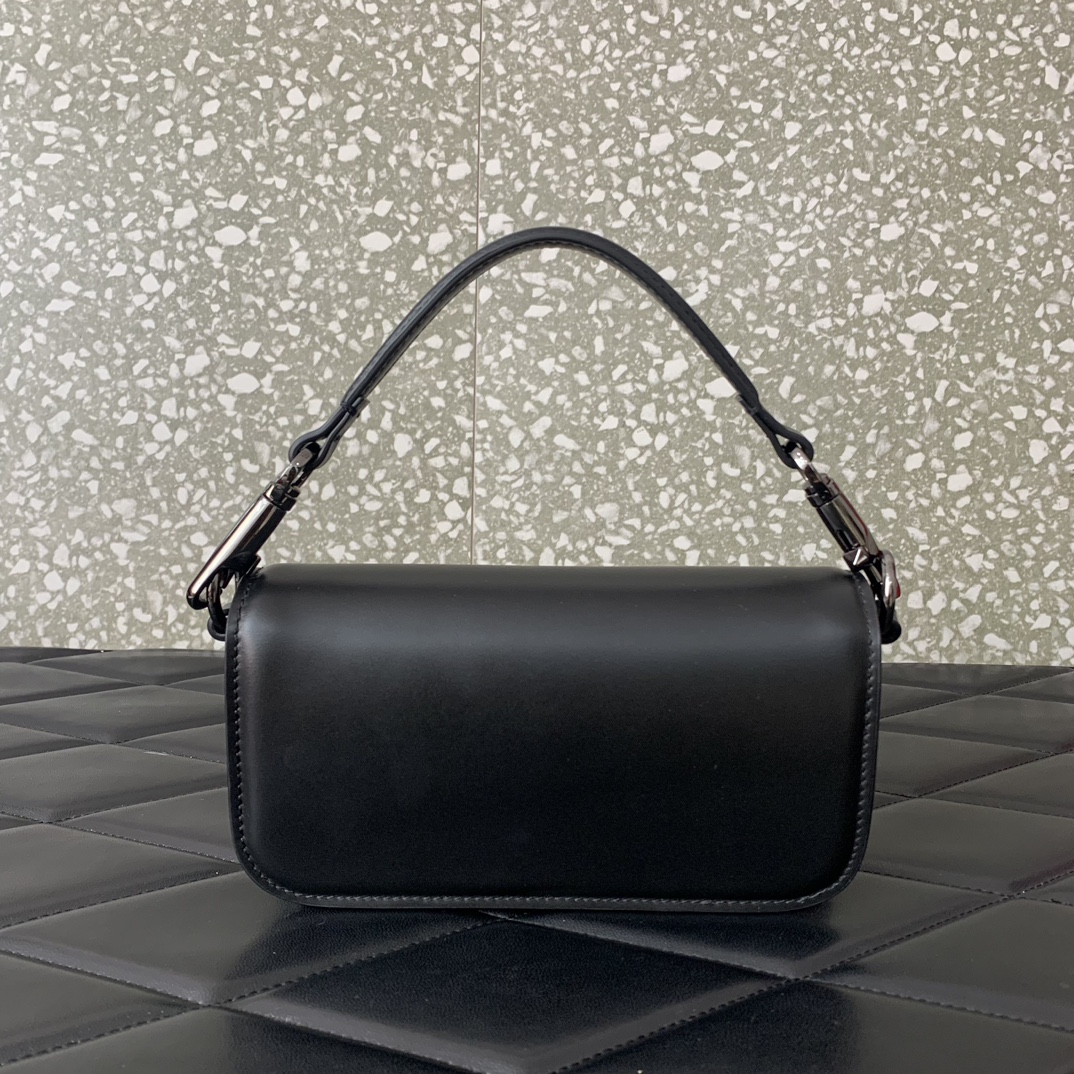 Valentino Garavani Loco Small Shoulder Bag in Black Calfskin Leather 